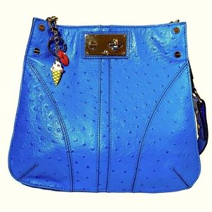Blue Women's Crossbody Bag with Gold Hardware